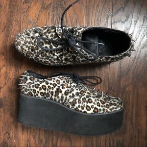 YRU Cheetah Studded Platform Creepers